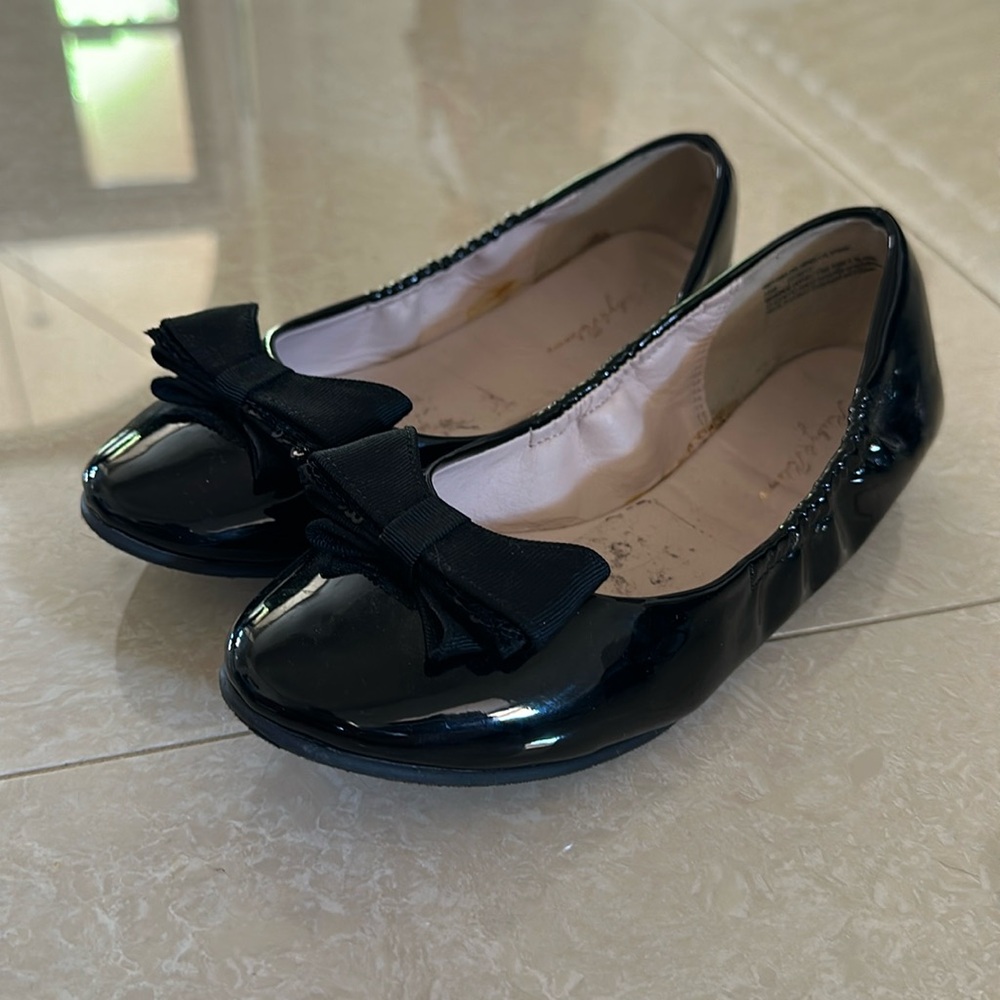 ruby & bloom Black Patent Girls Bow Dress Flats